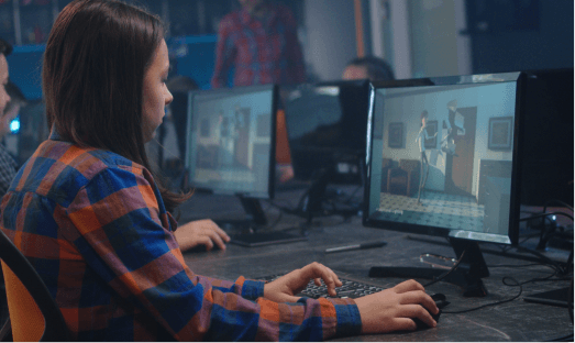decoration image of a video content editor at work